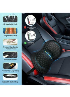 Generic Ergonomic Memory Foam Lumbar Support Cushion with Adjustable Strap for Office & Car - Alleviates Back Pain & Improves Posture  - Image 3