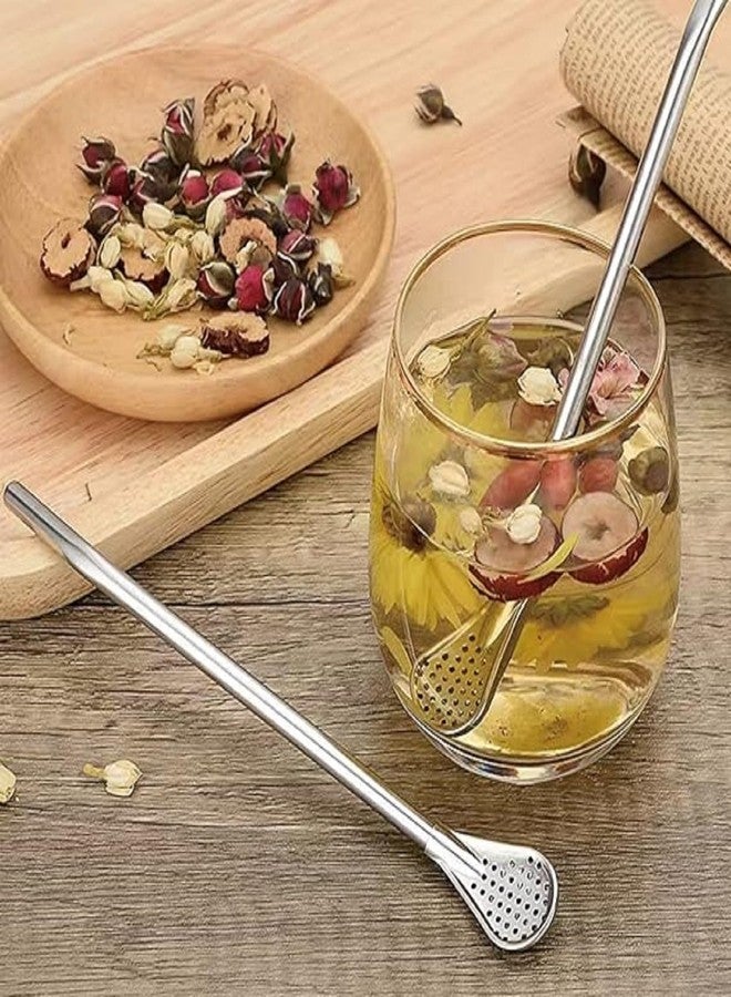 Giantra 2 in 1 Multi-Function Stainless Steel Drinking Straws with Filter Spoon, Cocktail Strainer Pipe Stirring Spoon Straws, Silver Filter Spoon, Barware Strainer Stirring - Image 3