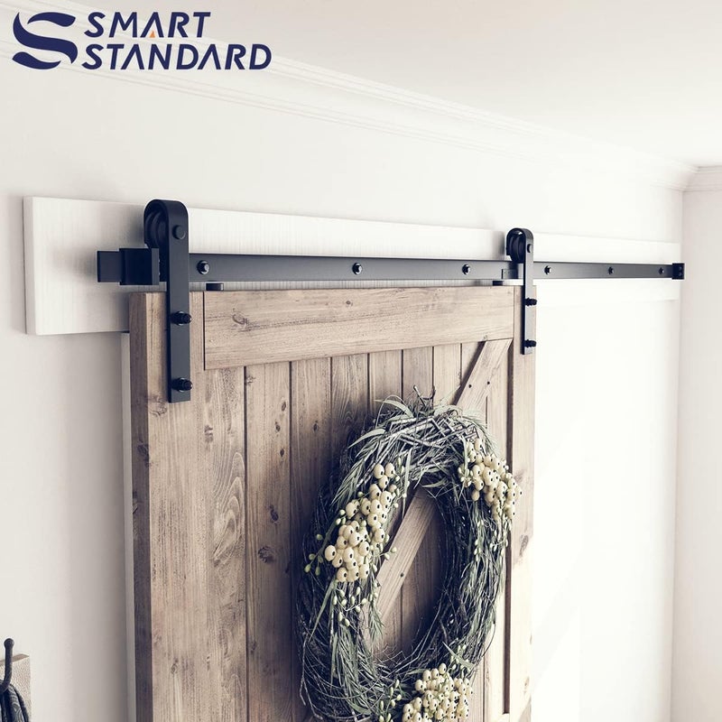 SMARTSTANDARD 8.2 FT Barn Door Hardware Kit -Sliding Barn Door Track - Smooth and Quiet - Easy to Install - Includes Step-by-Step Installation Instructions - Fits 48" Wide Door Panel (J Shape Hanger) - Image 5