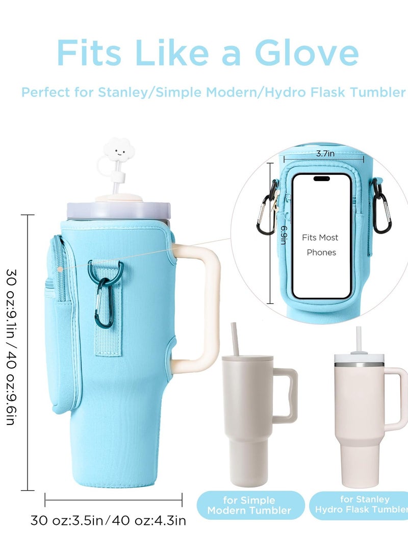 Generic - Water Bottle Carrier Bag with Phone Pocket for Stanley 40oz Tumbler Water Bottle Holder Pouch with Adjustable Shoulder Strap and Carabiner Stanley Cup Accessories for Hiking Travelling Camping - Image 1