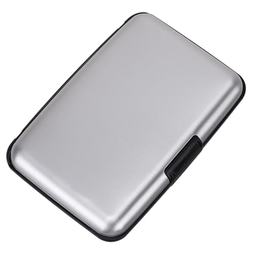 ELFISH Mini RFID Aluminum Wallet Credit Cards Holder Business Card Case Metal ID Case for Men Women (Silver) - Image 1