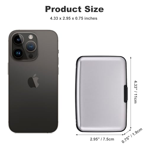 ELFISH Mini RFID Aluminum Wallet Credit Cards Holder Business Card Case Metal ID Case for Men Women (Silver) - Image 4