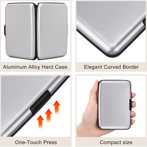 ELFISH Mini RFID Aluminum Wallet Credit Cards Holder Business Card Case Metal ID Case for Men Women (Silver) - Image 3