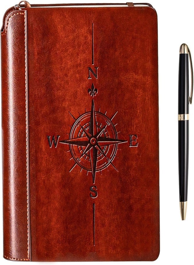 SETTINI® Lined Journal - Compass Journal for Writing Gift Set - Hardcover Vegan Leather, Includes Luxury Pen in a Unique Pen Holder, 192 Pages, A5, Journal for Men - Image 1