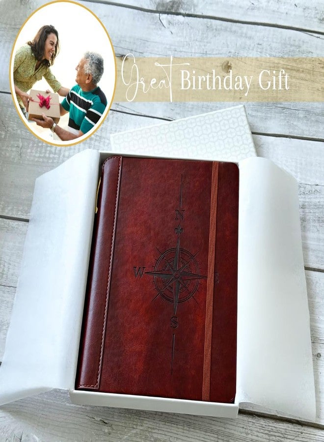 SETTINI® Lined Journal - Compass Journal for Writing Gift Set - Hardcover Vegan Leather, Includes Luxury Pen in a Unique Pen Holder, 192 Pages, A5, Journal for Men - Image 2