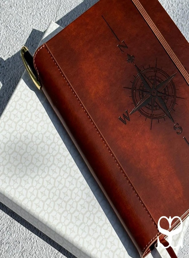 SETTINI® Lined Journal - Compass Journal for Writing Gift Set - Hardcover Vegan Leather, Includes Luxury Pen in a Unique Pen Holder, 192 Pages, A5, Journal for Men - Image 5