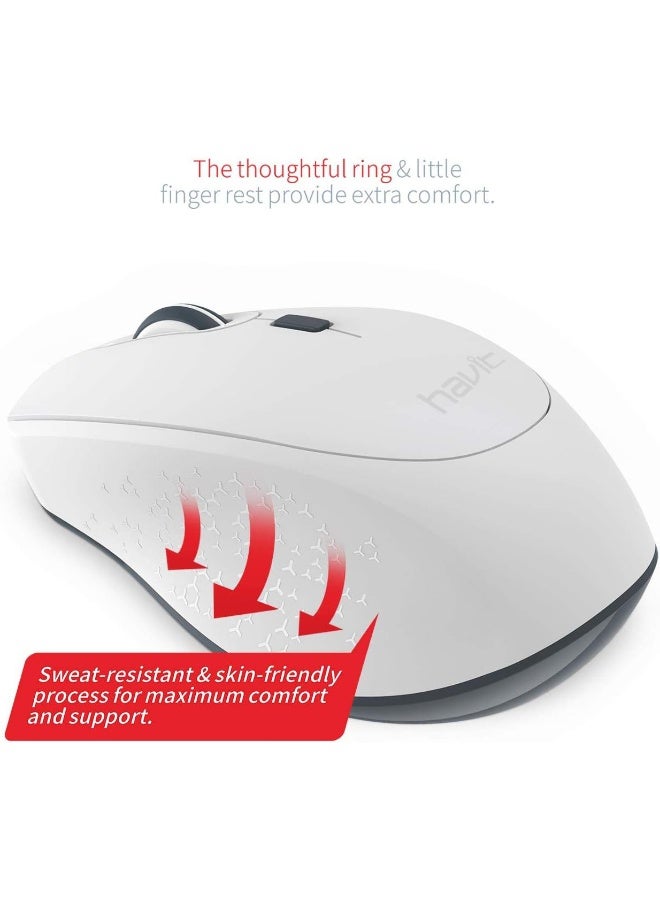 havit 2.4G Wireless Mouse  2000DPI Optical Mini Portable Mobile with USB Receiver, 3 Adjustable DPI Levels, 4 Buttons for Notebook, PC, Laptop, Computer, Macbook - White  - Image 5