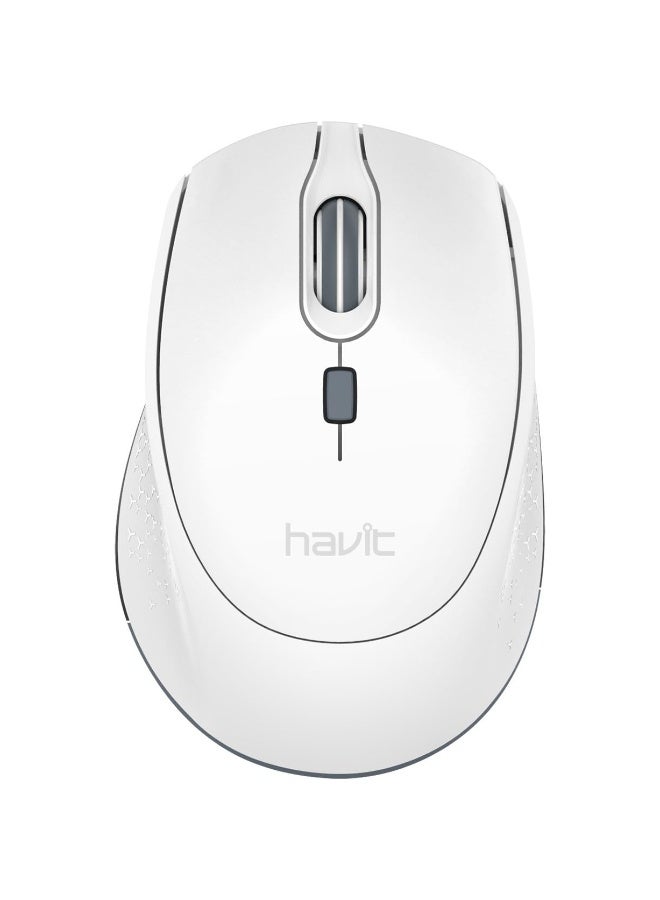 havit 2.4G Wireless Mouse  2000DPI Optical Mini Portable Mobile with USB Receiver, 3 Adjustable DPI Levels, 4 Buttons for Notebook, PC, Laptop, Computer, Macbook - White  - Image 1