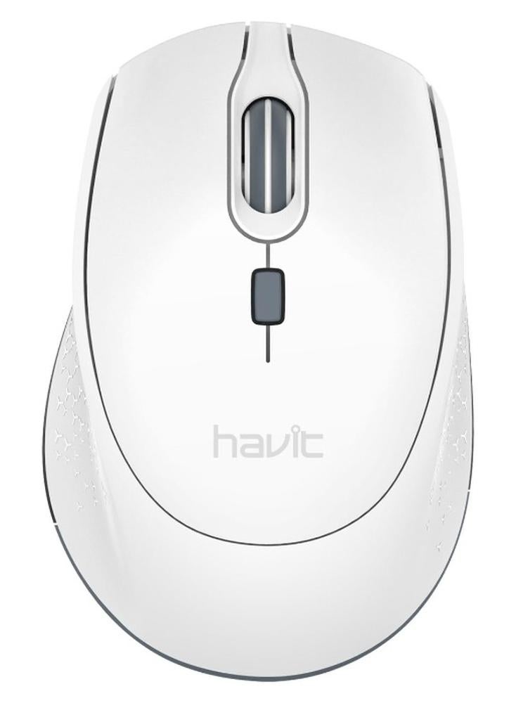 havit 2.4G Wireless Mouse  2000DPI Optical Mini Portable Mobile with USB Receiver, 3 Adjustable DPI Levels, 4 Buttons for Notebook, PC, Laptop, Computer, Macbook - White - Image 1