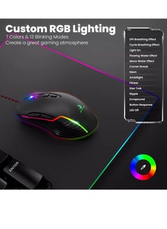 RIIKUNTEK MS009B RGB Gaming Mouse - Optical Sensor 7,200 DPI - Braided cable - 12 Backlits - with Side Buttons  - Image 3