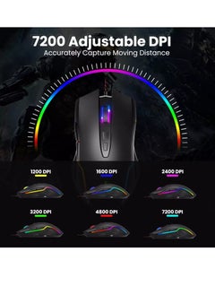 RIIKUNTEK MS009B RGB Gaming Mouse - Optical Sensor 7,200 DPI - Braided cable - 12 Backlits - with Side Buttons  - Image 5
