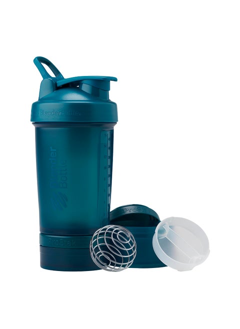 BlenderBottle Shaker Bottle with Pill Organizer and Storage for Protein Powder, ProStak System, 22-Ounce, Ocean Blue