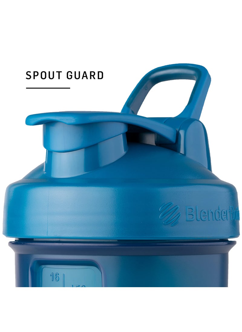 BlenderBottle Shaker Bottle with Pill Organizer and Storage for Protein Powder, ProStak System, 22-Ounce, Ocean Blue