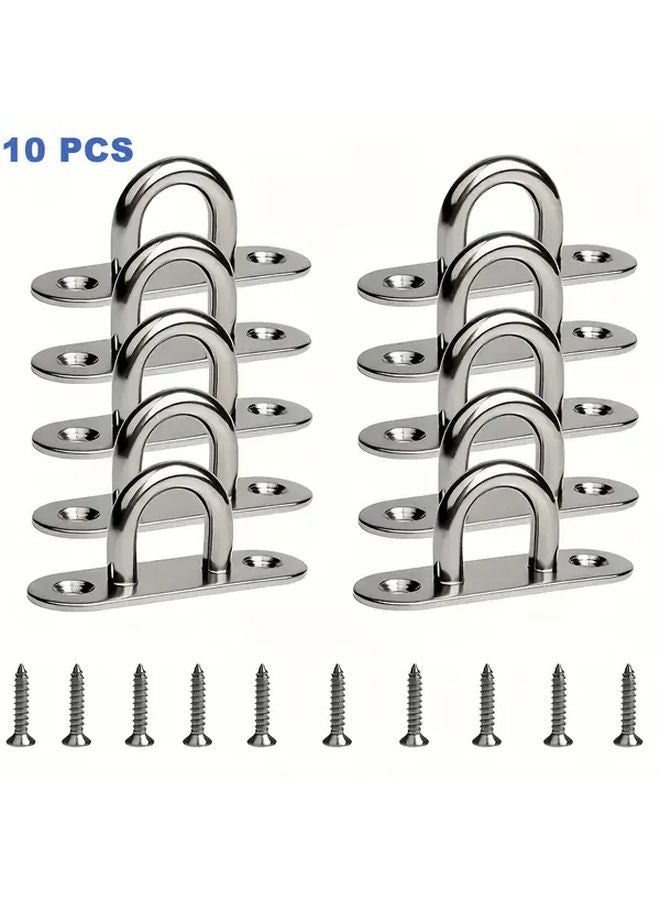 10pcs 304 Stainless Steel Lifting Hook M5 Eye Plate Enclosed Marine Rigging Hardware - Image 1