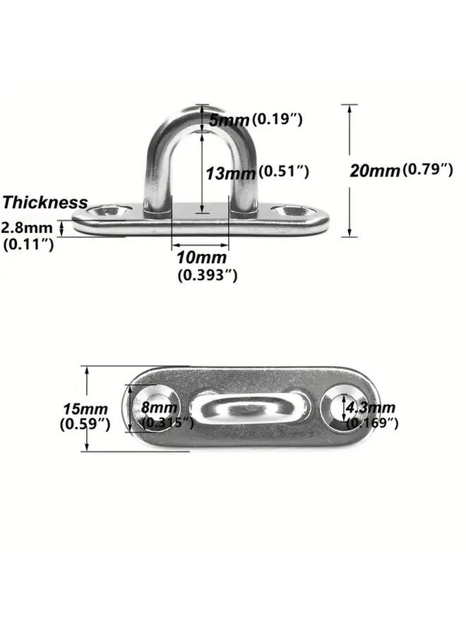 10pcs 304 Stainless Steel Lifting Hook M5 Eye Plate Enclosed Marine Rigging Hardware - Image 3