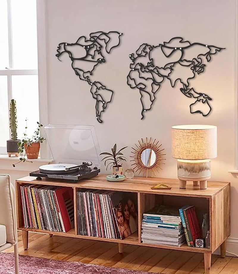 World Map For Frames Wall Decor 40x23cm Black WQ.WA34.010