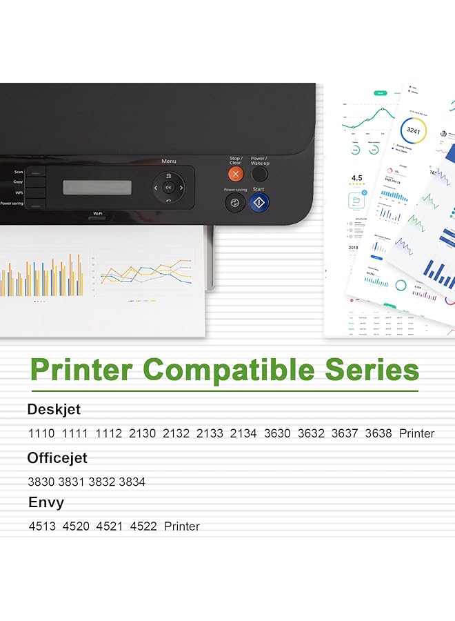 erorex 123Xl Black And Color Ink Cartridge High Yield Replacement For Hp 123Xl 123 Combo Pack For Deskjet 2130 2620 2630 2632 3639 Envy 4513 4521 4522 4520 Officejet 4560 3830 2 Packs Black+Tri Color - Image 2