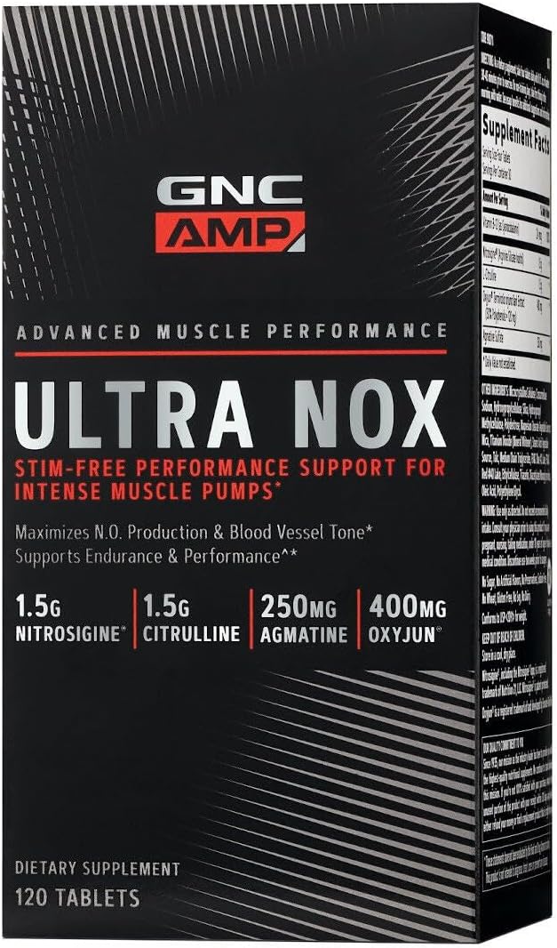GNC AMP Ultra Nox Supports Endurance  Performance StimFree 120 Count - Image 1