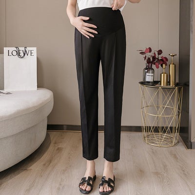 Maternity Straight-Leg Trousers High Waist Loose Fit Black (high waist)