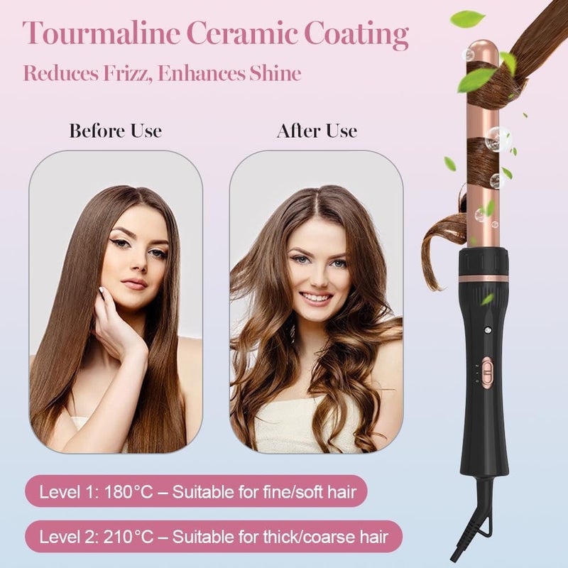 AMINAC 5-in-1 Curling Iron Set – Create Beautiful Curls with Triple Barrel, Tapered & Classic Wands, Tourmaline Ceramic, Fast Heat-Up, Adjustable Temp, Includes Heat Glove & Clips, Gift for Women - Image 3