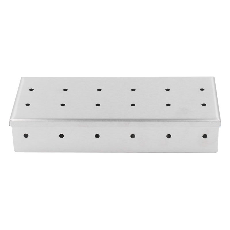 Stainless Steel Smoker Box Wood Chip Smoker Box BBQ Smoke Box with Vented Lid Add Smoked BBQ Flavor Hinged Lid Grill Accessories - Image 2