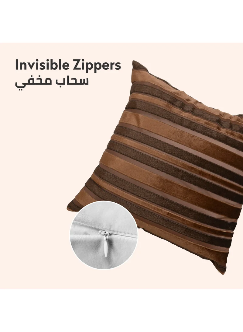 Donetella Cushion Cover,45X45 Cm (18X18 inch) 1-Pcs Decorative Throw Pillowcases Without Filler With Beautiful Abstract Art For Sofa Bed Living Room And Couch, Otter Brown
