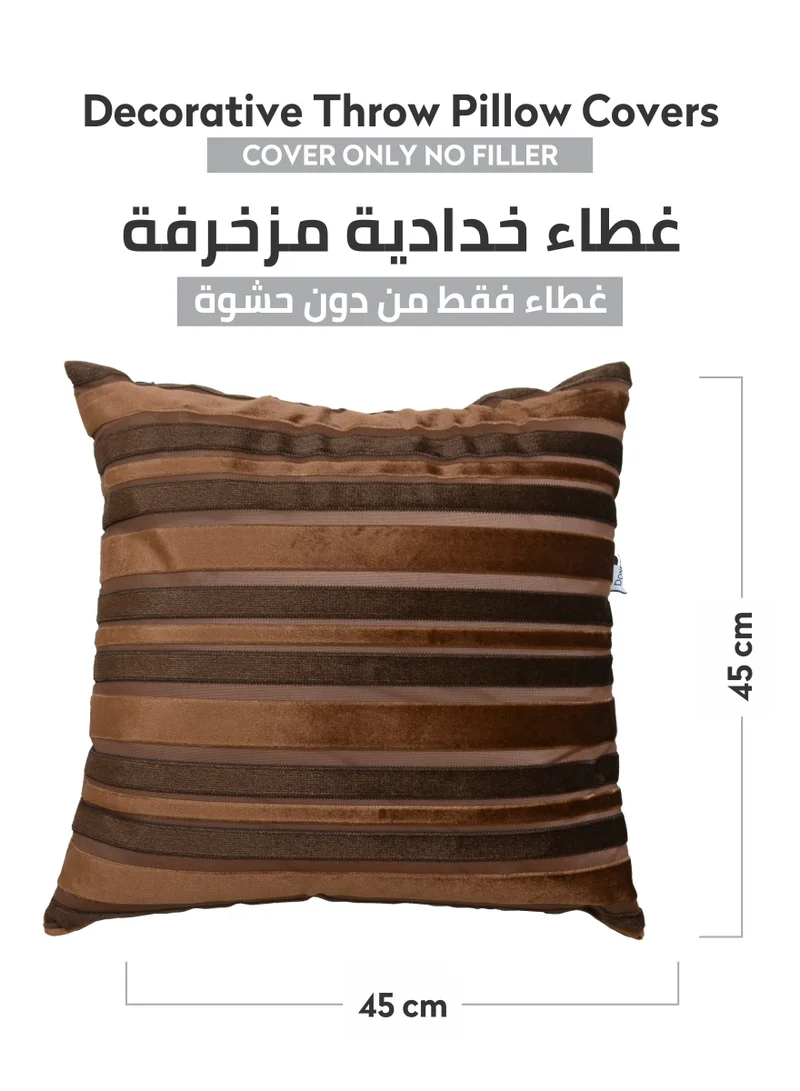 Donetella Cushion Cover,45X45 Cm (18X18 inch) 1-Pcs Decorative Throw Pillowcases Without Filler With Beautiful Abstract Art For Sofa Bed Living Room And Couch, Otter Brown