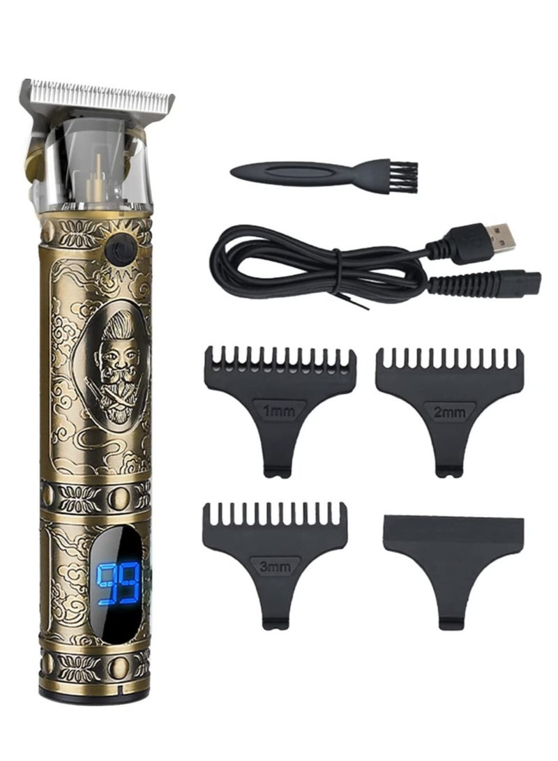 LCD Display Cordless Barber Clipper Hair Cutting Kit Beard Trimmer Haircut Grooming Set T-Blade Trimmer USB Electric Beard Trimmer - Image 1