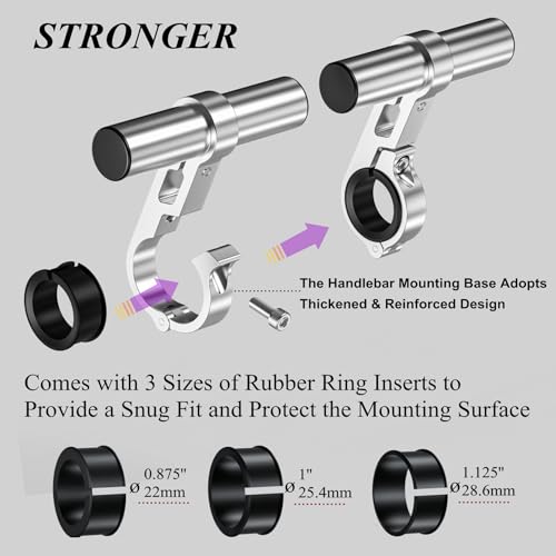 BRCOVAN موسع مقبض الدراجة من سبائك الألمنيوم BRCOVAN للدراجات الهوائية والدراجات النارية، مع قاعدة تثبيت واحدة، تناسب القضبان الدائرية بقطر 0.87'' / 1'' / 1.125'' / 1.26'' - Image 4