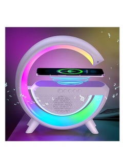 LED table lamp with wireless charger, latest version bluetooth speaker decorative night light with music, stage light, loud outdoor sound, fast charging station, night light, party core