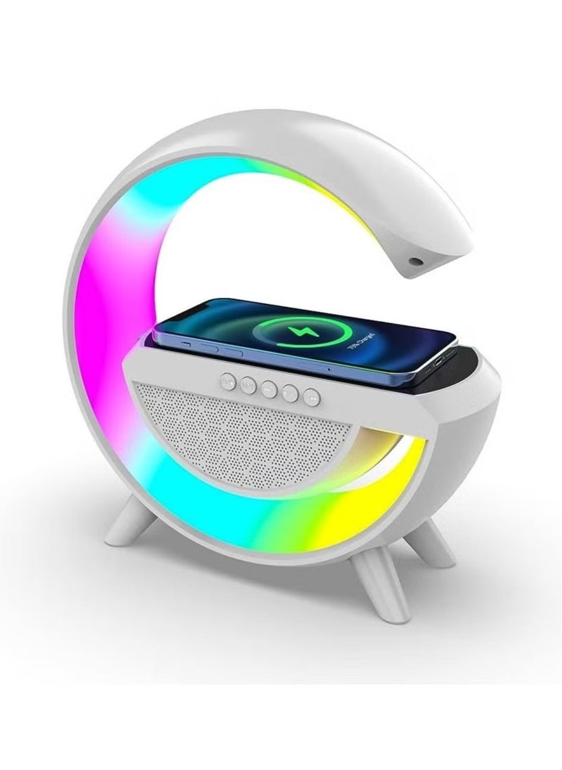 Generic - LED table lamp with wireless charger, latest version bluetooth speaker decorative night light with music, stage light, loud outdoor sound, fast charging station, night light, party core - Image 1