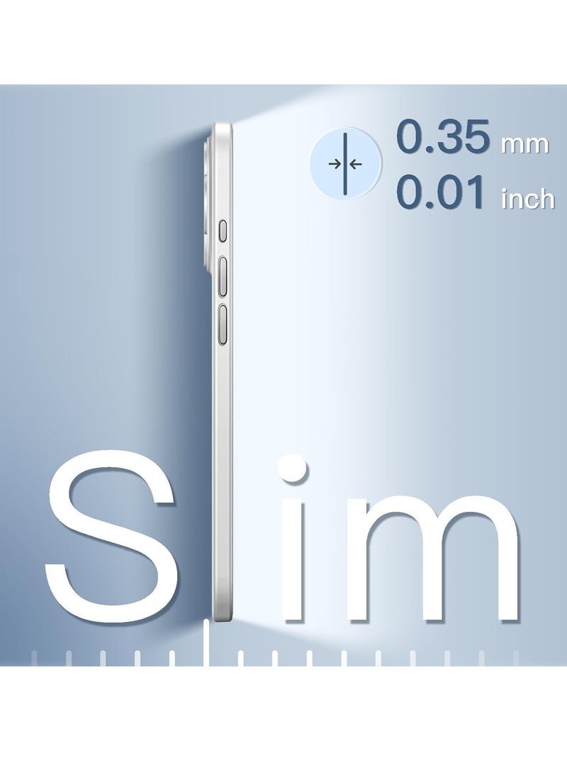 Ultra Slim (0.35mm Thin) Case for iPhone 14 Pro Max 6.7-Inch, Camera Lens Cover Full Protection, Lightweight Matte Finish PP Hard Minimalist Case, Support Wireless Charging (White)