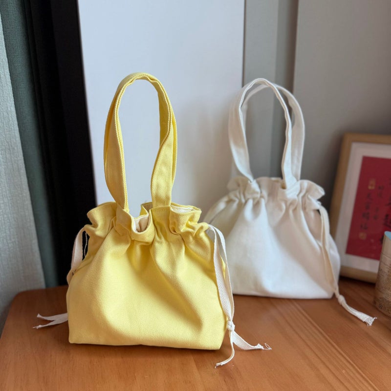 Korean Style Drawstring Bucket Bag Casual Corduroy Handbag - Image 2