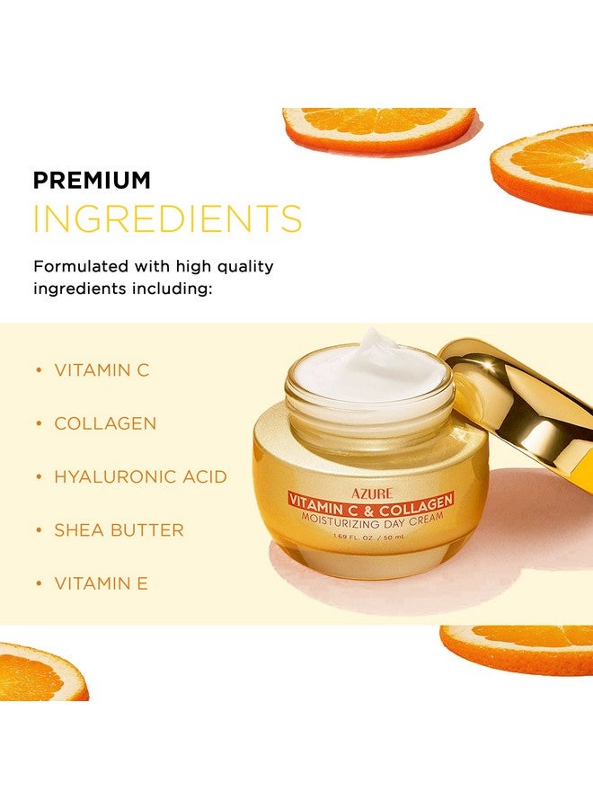 Azure Cosmetics Azure Vitamin C & Collagen Day Cream Antiaging Brightening Moisturizer Reduces Fine Lines Made In Korea 50Ml / 1.69 Fl.Oz. - Image 3