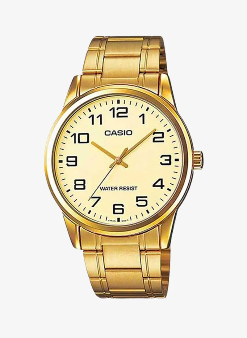 Casio Men's Analog Display Watch With Gold Stainless Steel Strap - MTP-V001G-9B