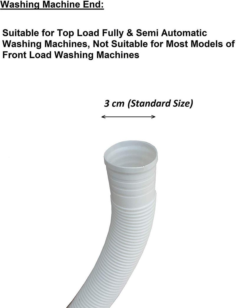 Vinish 3 Meter Top loadSemi Load Washing Machine Outlet Drain Waste Water Hose Flexible Hose Pipe Pack Of 1 ABF3  - Image 3