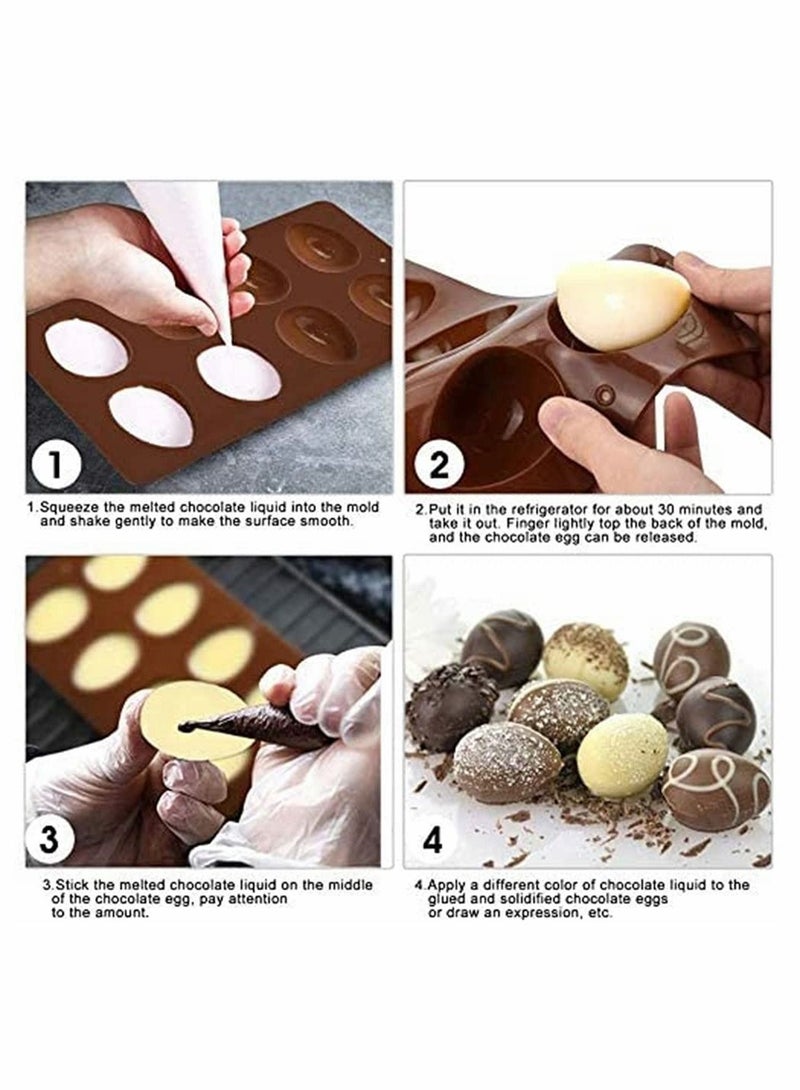KASTWAVE Egg Shaped Silicone Baking Mold, Non Stick Egg Chocolate Candy Molds, Silicone Egg Mold For Day DIY Candy Chocolate Jelly Fondant Making Soap Making (1 PCS, Chocolate Color) - Image 3