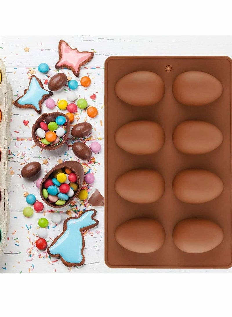 KASTWAVE Egg Shaped Silicone Baking Mold, Non Stick Egg Chocolate Candy Molds, Silicone Egg Mold For Day DIY Candy Chocolate Jelly Fondant Making Soap Making (1 PCS, Chocolate Color) - Image 2
