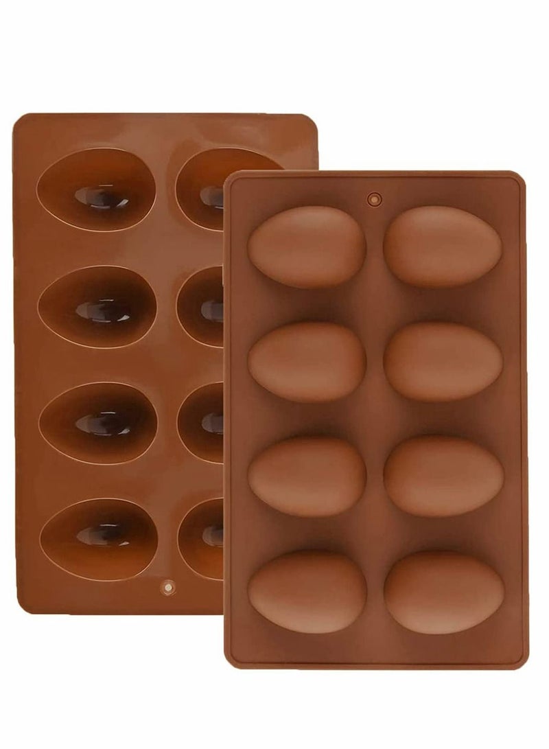 KASTWAVE Egg Shaped Silicone Baking Mold, Non Stick Egg Chocolate Candy Molds, Silicone Egg Mold For Day DIY Candy Chocolate Jelly Fondant Making Soap Making (1 PCS, Chocolate Color) - Image 1