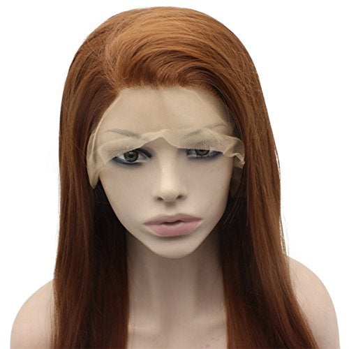 MX angel 24inch Long Straight Auburn Heat Resistant Synthetic Lace Front Wig - Image 4