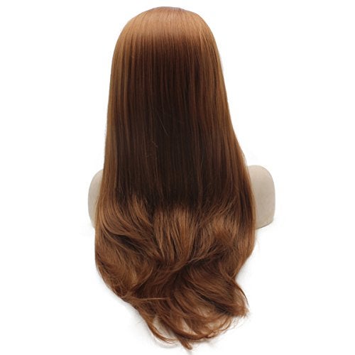 MX angel 24inch Long Straight Auburn Heat Resistant Synthetic Lace Front Wig - Image 5