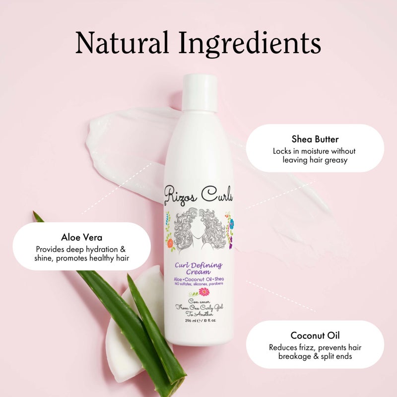 Rizos Curls حزمة ريزوس كيرلز الثلاثية، شامبو مرطب وبلسم عميق وكريم تجعيد، ينظف ويرطب الشعر المجعد بلطف، يحدد ويشكل التجاعيد لحجم خالي من التجاعيد، لجميع أنماط التجعيد 2a - 4c - Image 5