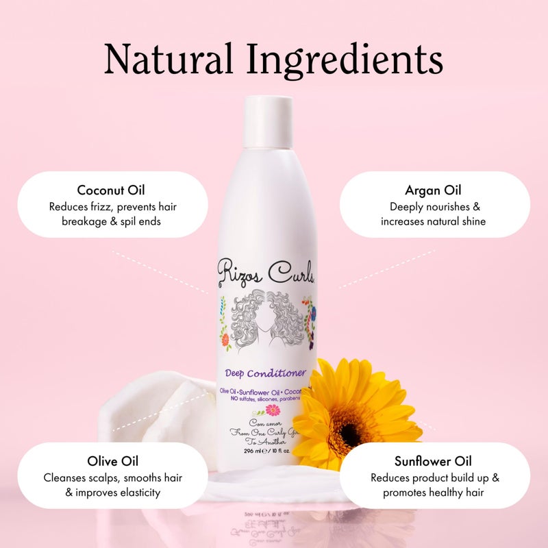 Rizos Curls حزمة ريزوس كيرلز الثلاثية، شامبو مرطب وبلسم عميق وكريم تجعيد، ينظف ويرطب الشعر المجعد بلطف، يحدد ويشكل التجاعيد لحجم خالي من التجاعيد، لجميع أنماط التجعيد 2a - 4c - Image 4