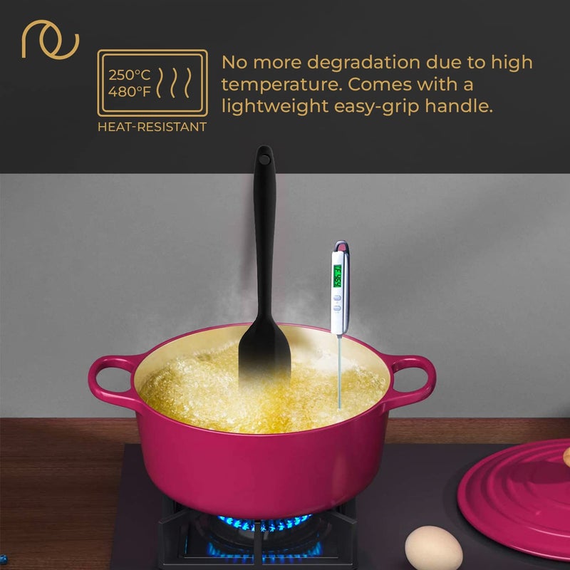 FrenchWare (Set of 2, Black) Oil Brush for Cooking & Non-Stick Silicone Spatula Baking & Mixing - Seamless Design, Heat-Resistant -40°C to 230°C, Food-Grade & BPA-Free, Dishwasher Safe - Image 5