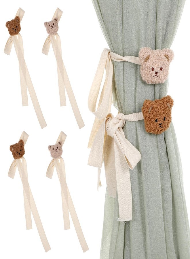 Ymapinc 4Pcs Bear Nursery Decor Curtain Ties, Cute Cartoon Bear Curtain Tieback Holdback for House Bedroom Home Window Animal Tiebacks - Image 1