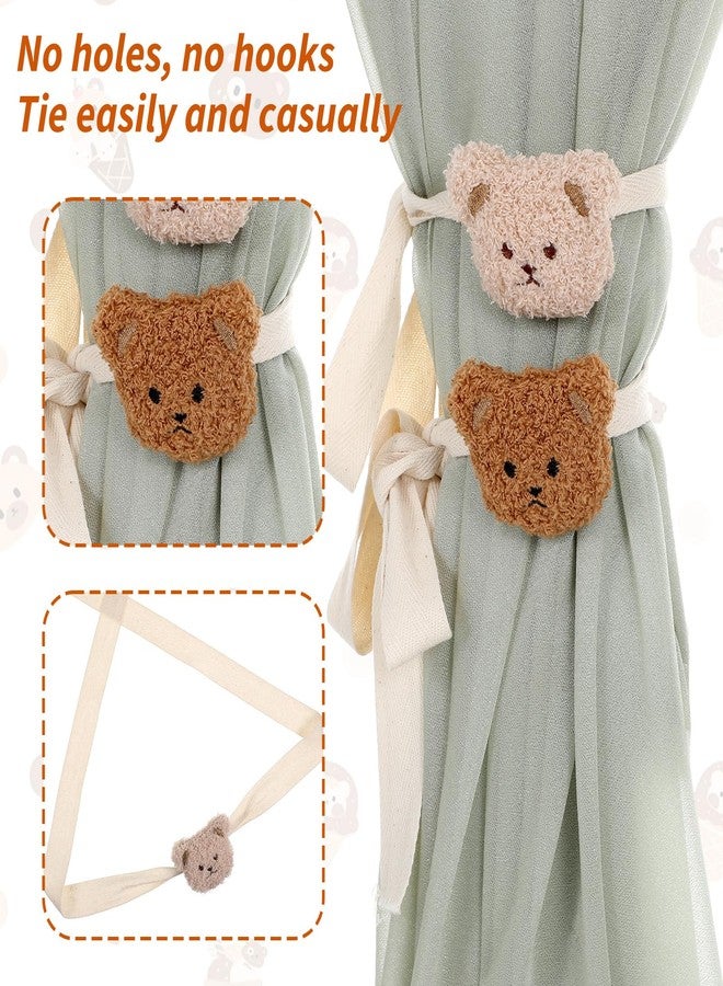Ymapinc 4Pcs Bear Nursery Decor Curtain Ties, Cute Cartoon Bear Curtain Tieback Holdback for House Bedroom Home Window Animal Tiebacks - Image 3