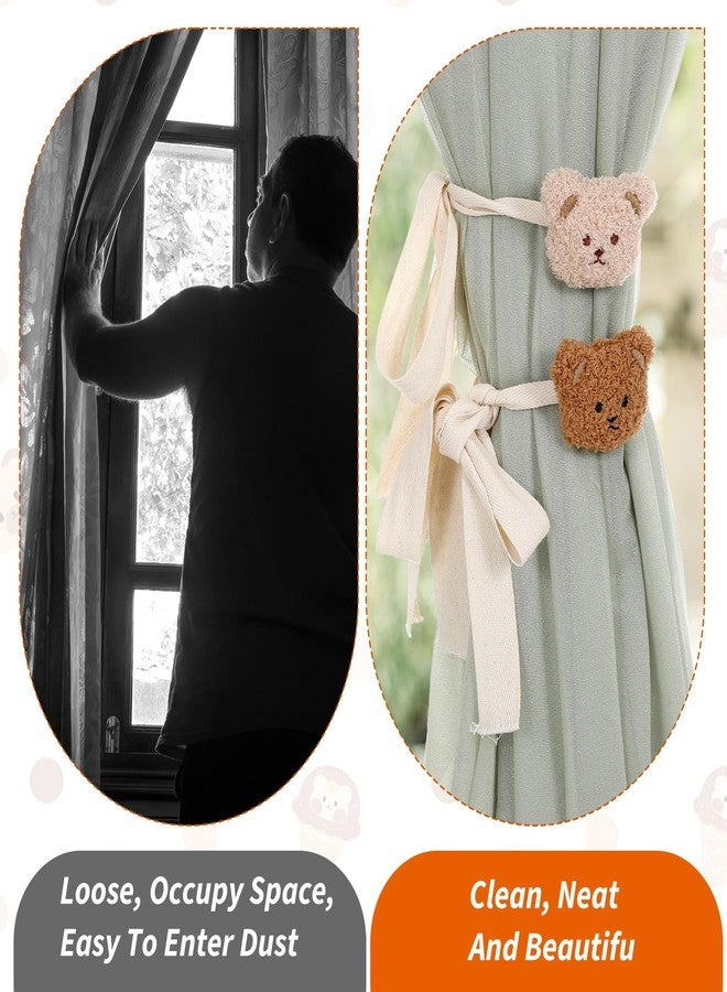 Ymapinc 4Pcs Bear Nursery Decor Curtain Ties, Cute Cartoon Bear Curtain Tieback Holdback for House Bedroom Home Window Animal Tiebacks - Image 5