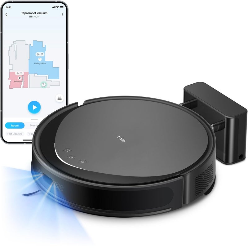 tapo روبوت مكنسة وممسحة ذكي بتقنية ليزر ليدار Tapo UltraSlim مع نظام ملاحة 5300Pa أقصى قوة شفط 97 قابل للتخصيص شحن ذاتي يعمل مع أليكسا وGoogle Home RV20 Max