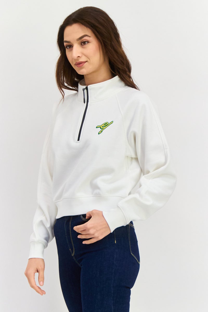 ESPRIT سويت شيرت نسائي بأكمام طويلة وياقة مزخرفة، أبيض - Image 2