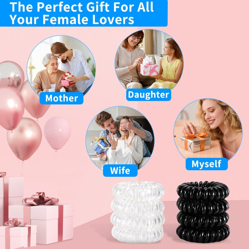 AskBed 8PCS Spiral Hair Ties for Women - No Damage, Creaseless Ponytail Holders for Thick and Thin Hair - Dent-Free Coil Design, Phone Cord Style - 1.57 Inch (4 cm) Diameter - Image 5